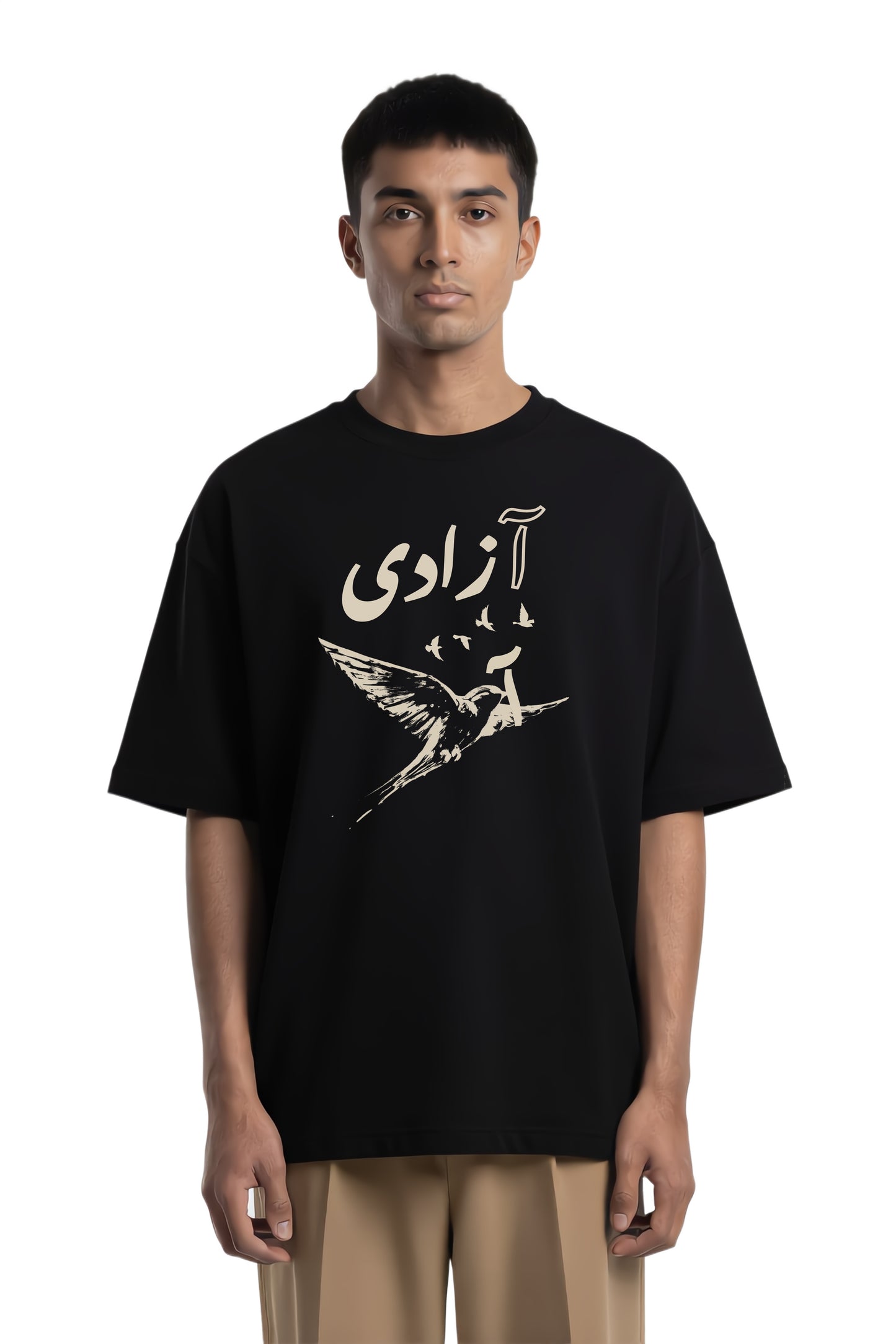 AZADI Dark Premium Oversized High Neck T-shirt